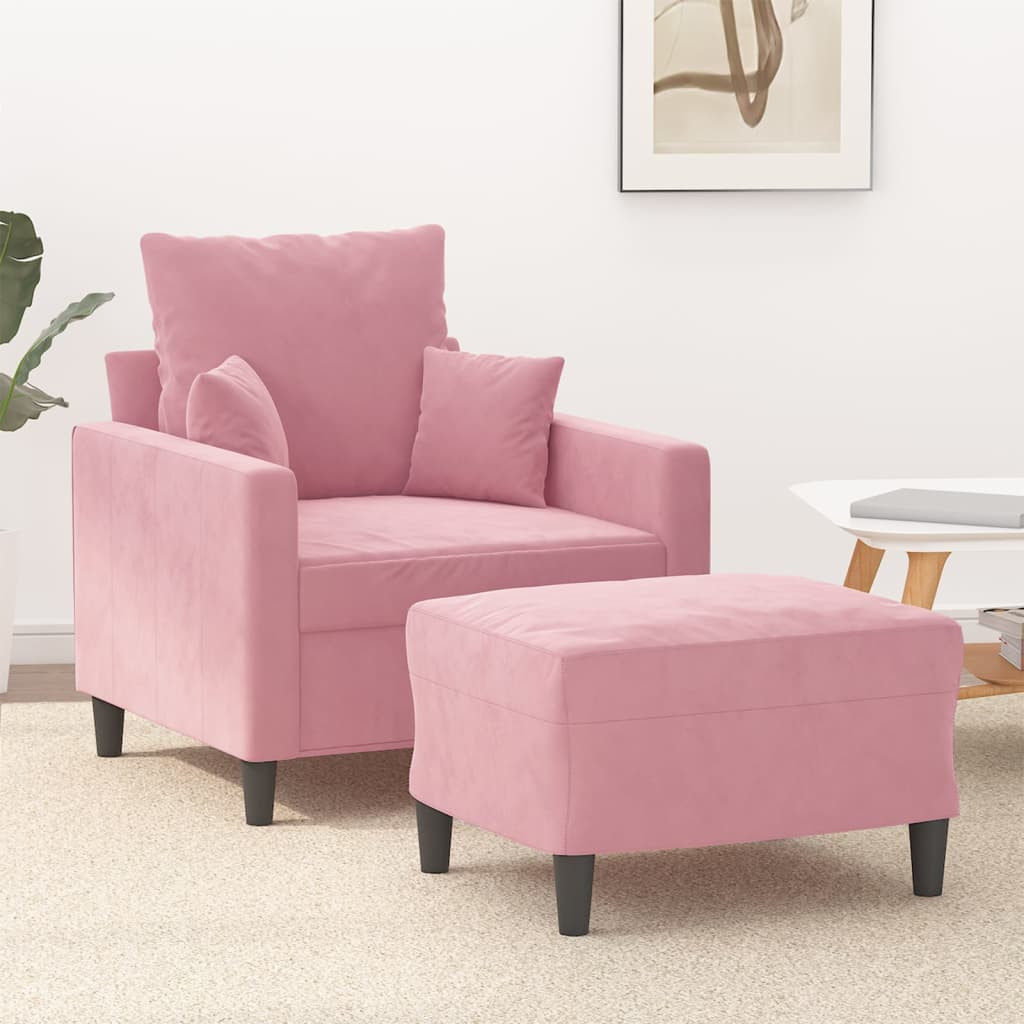 vidaXL Sessel mit Hocker Rosa 60 cm Samt