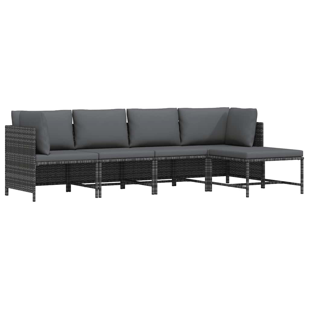 vidaXL 4-tlg. Garten-Lounge-Set mit Kissen Poly Rattan Grau