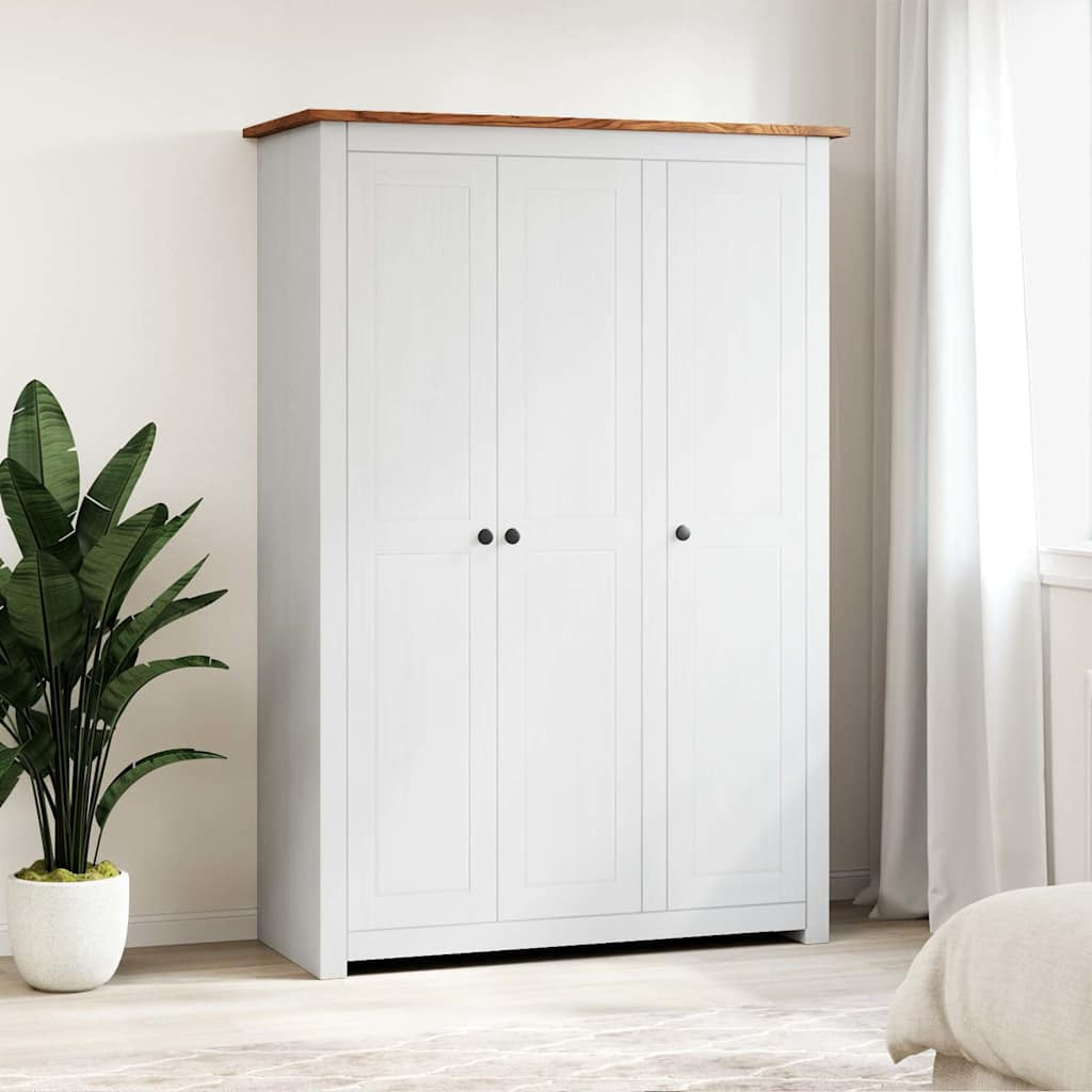 vidaXL Kleiderschrank 3-Türig Weiß 118×50×171,5 cm Kiefer Panama Serie