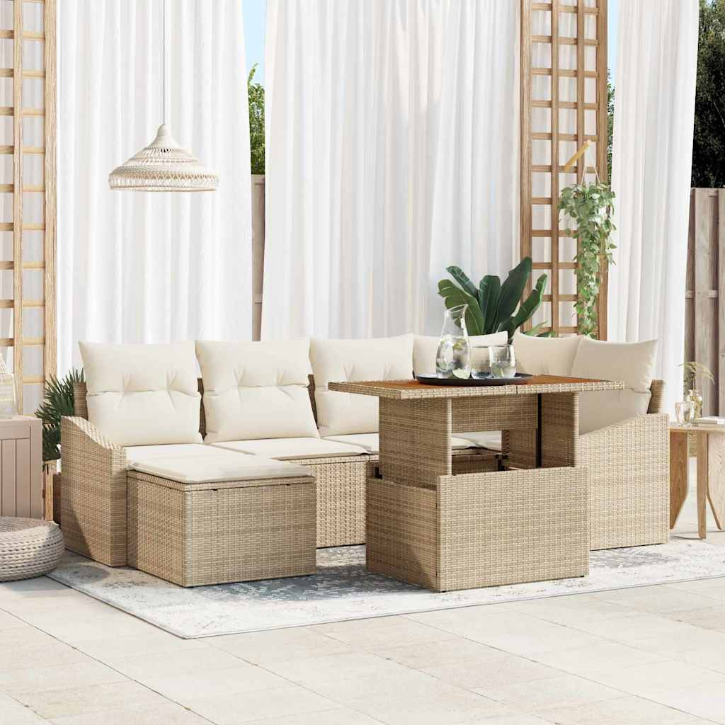 vidaXL Gartensofa-set 7 pcs Beige und Creme
