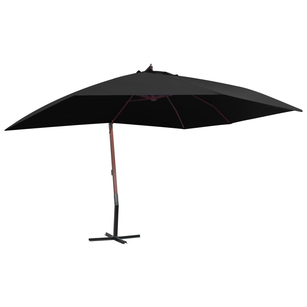 vidaXL Ampelschirm mit Holz-Mast 400x300 cm Schwarz