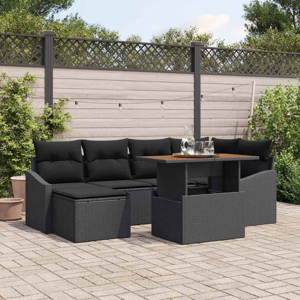 vidaXL Gartensofa-set 7 pcs Schwarz und Braun