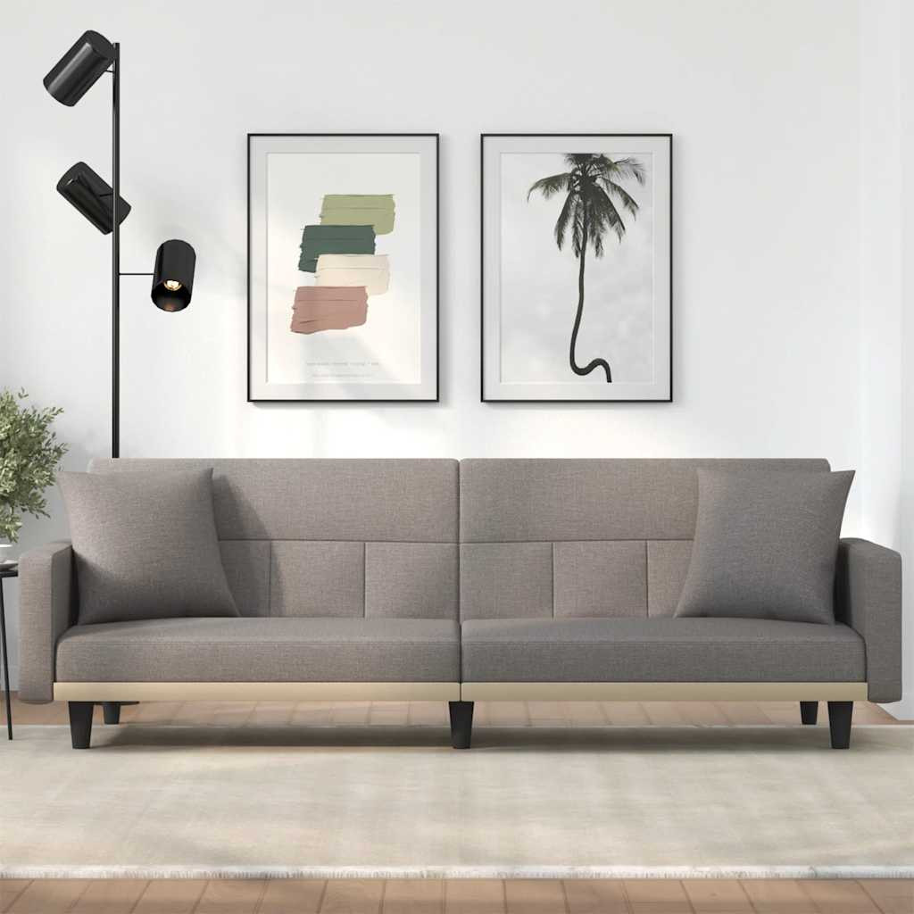 vidaXL Schlafsofa mit Kissen Taupe Stoff