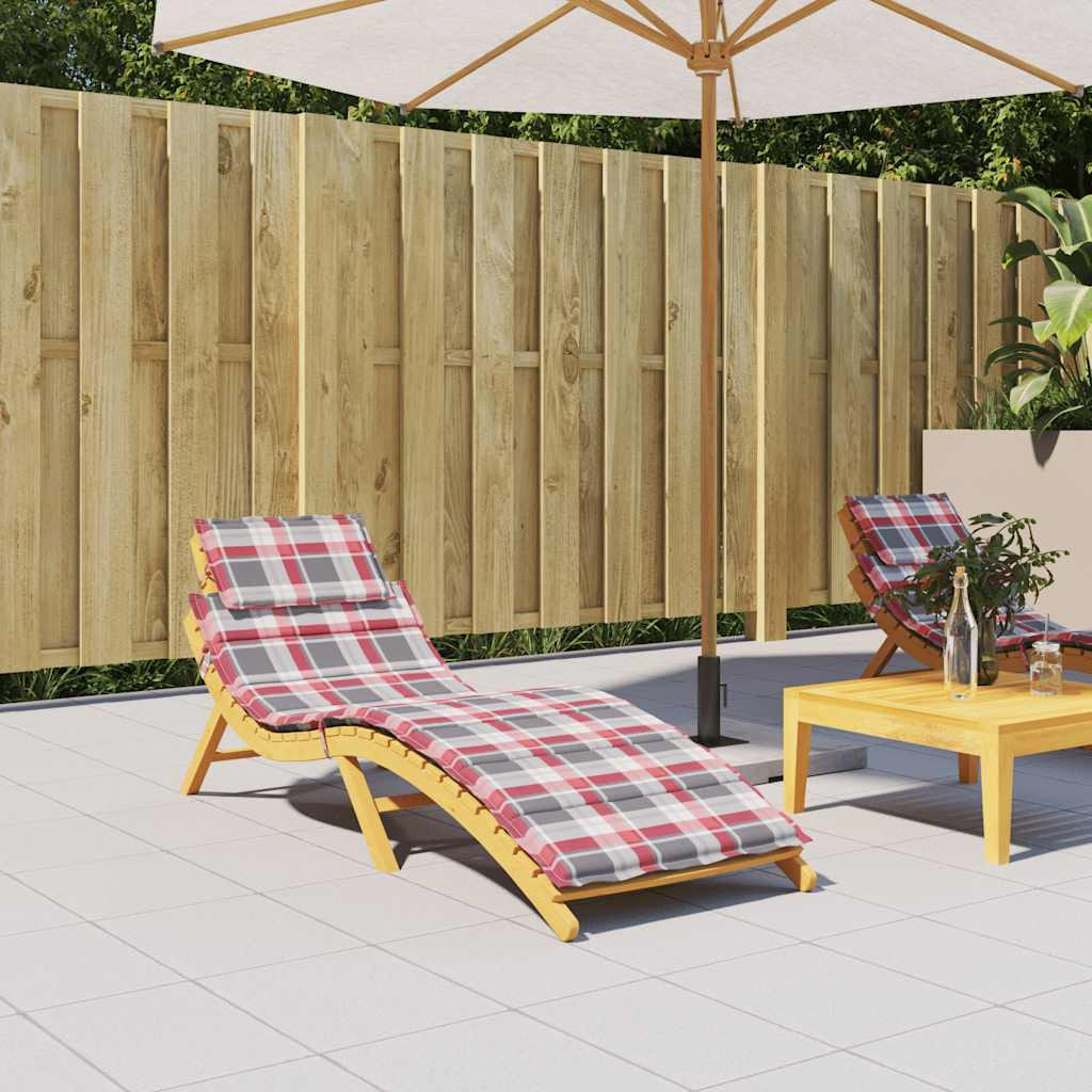 vidaXL Sonnenliegen-Auflage Rot Karomuster 186x58x4 cm Oxford-Gewebe