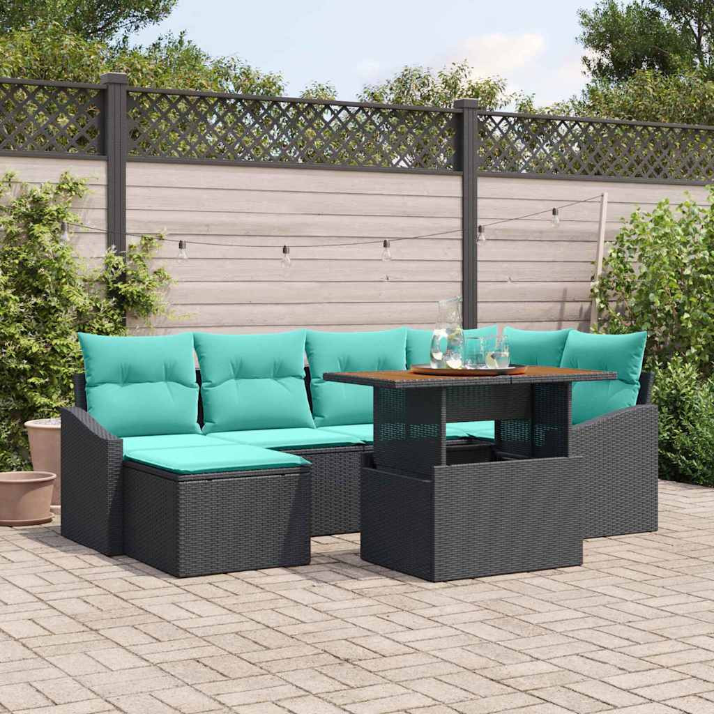 vidaXL Gartensofa-set 7 pcs Schwarz und Türkis