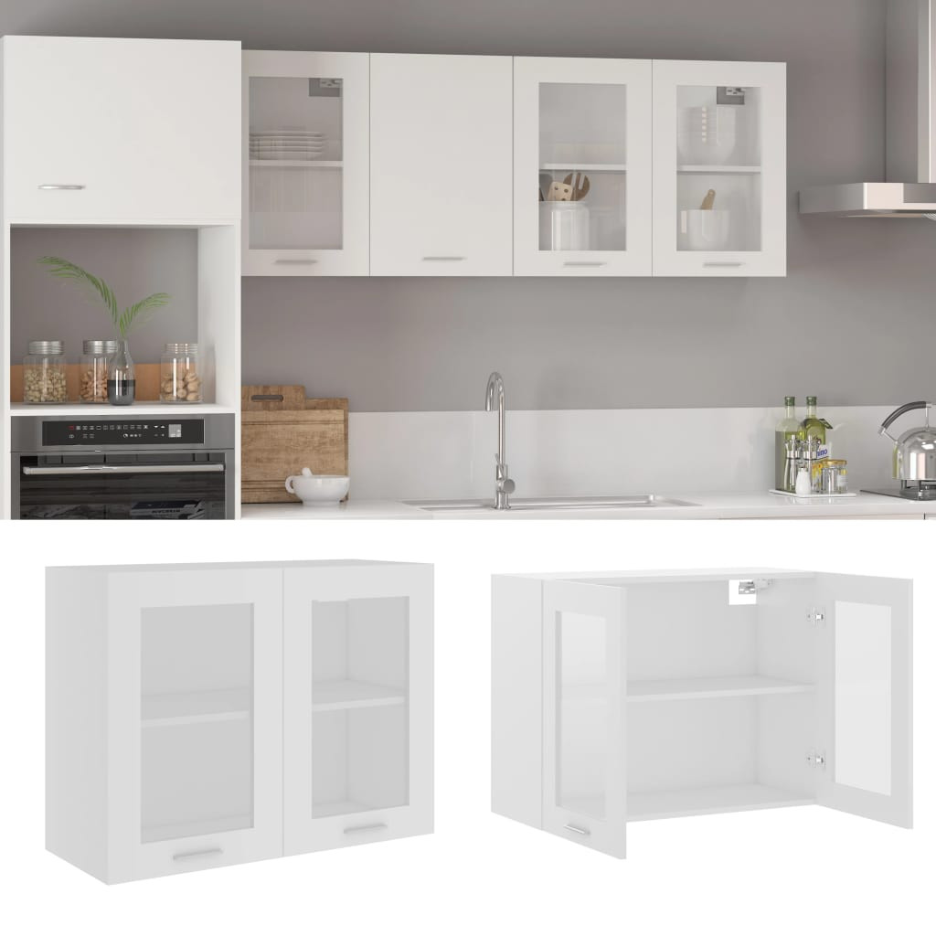 vidaXL Hängeglasschrank Lyon Weiß 80x31x60 cm Holzwerkstoff