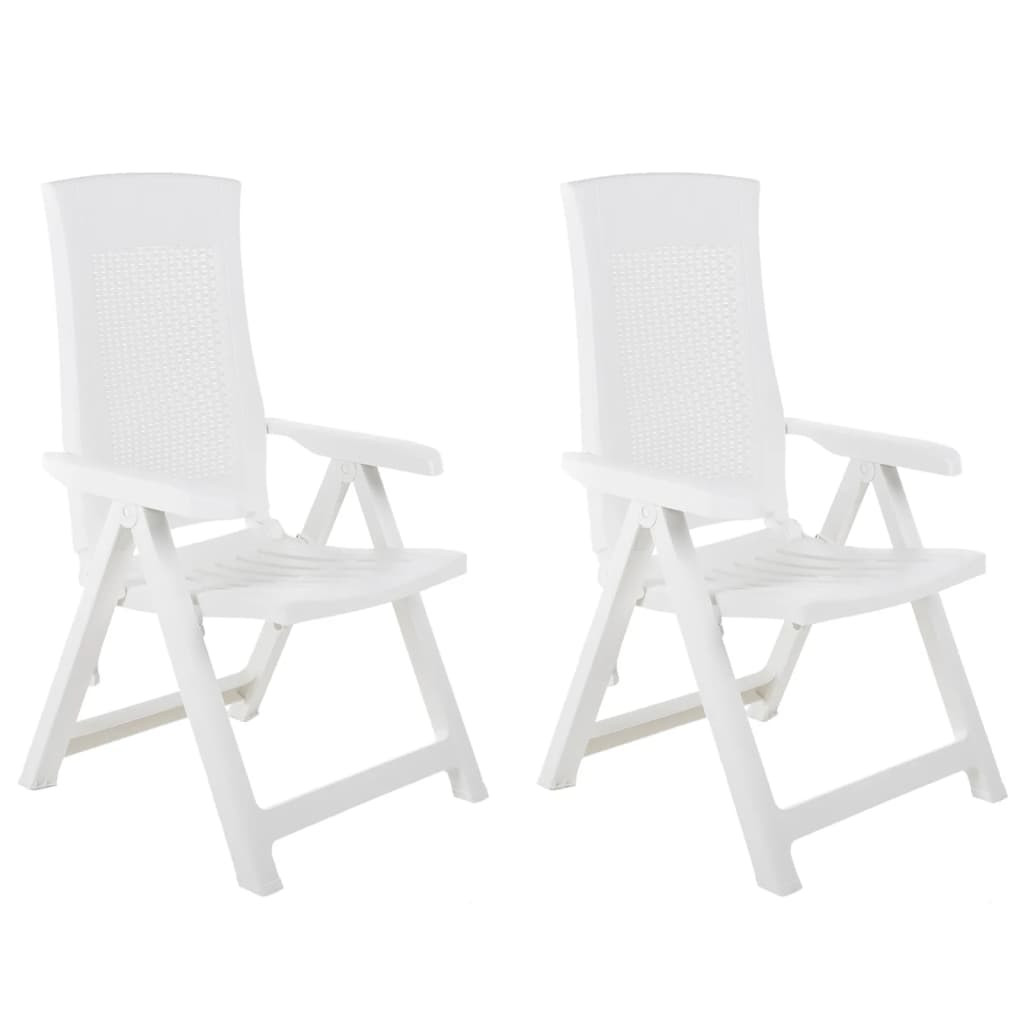 vidaXL Verstellbare Gartenstühle 2 Stk. Kunststoff Weiß