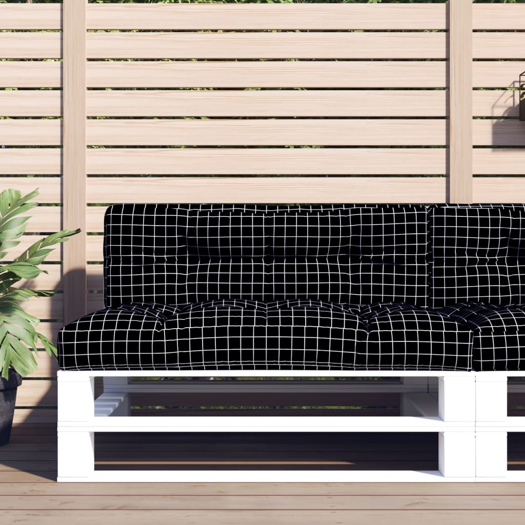 vidaXL Palettenkissen Schwarz Karomuster 120x40x12 cm Stoff