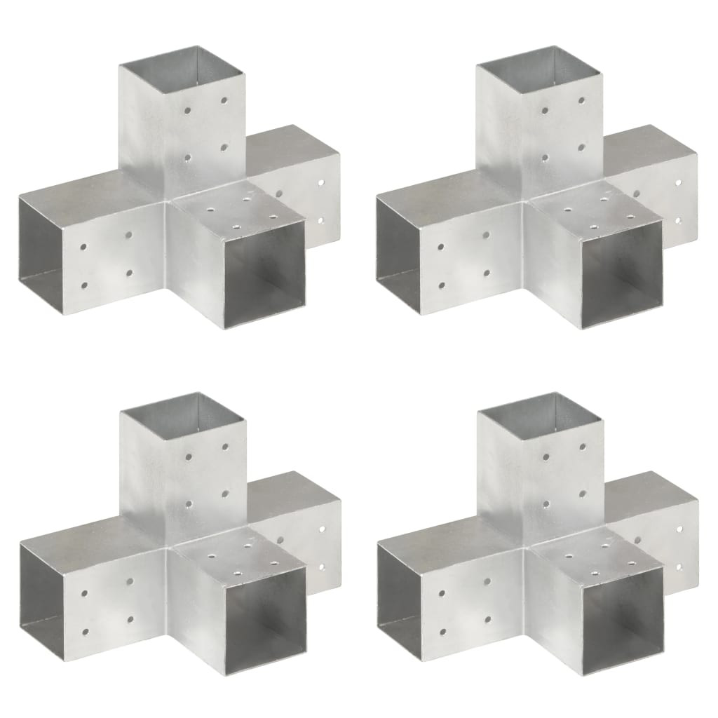 vidaXL Pfostenverbinder 4 Stk. X-Form Verzinktes Metall 81 x 81 mm