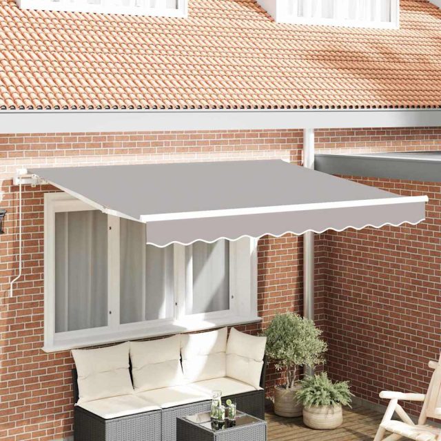 vidaXL Einziehbare Markise Hellgrau 350 x 200 cm Stoff
