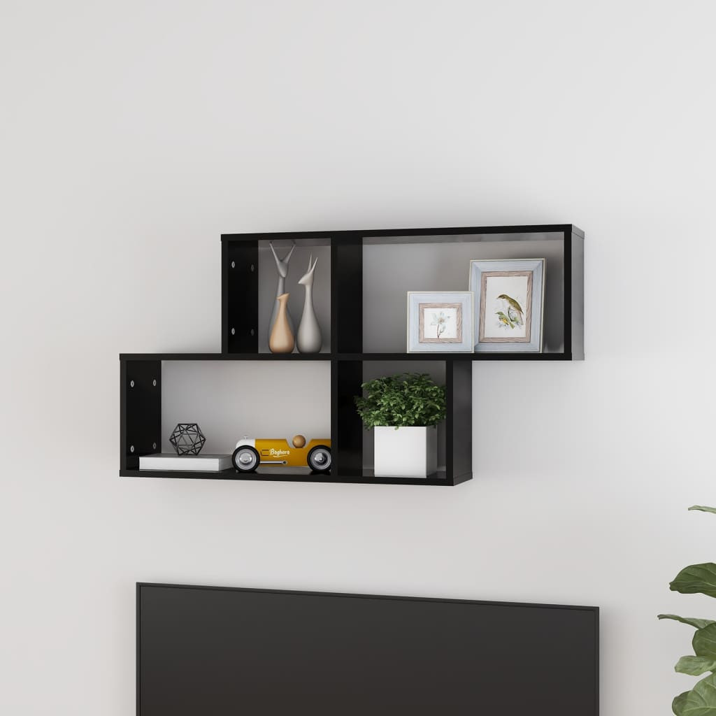 vidaXL Wandregal Schwarz 100x18x53 cm Holzwerkstoff
