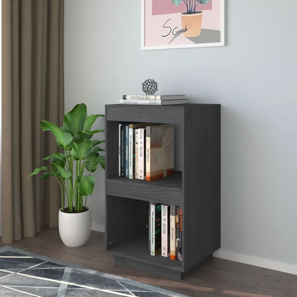 vidaXL Bücherregal Grau 40x35x71 cm Massivholz Kiefer