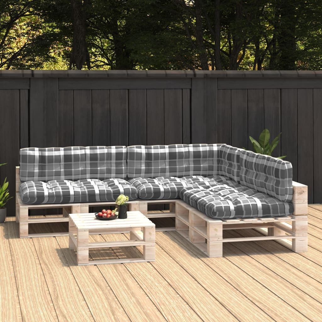 vidaXL Palettensofa-Auflagen 7 Stk. Grau Karomuster