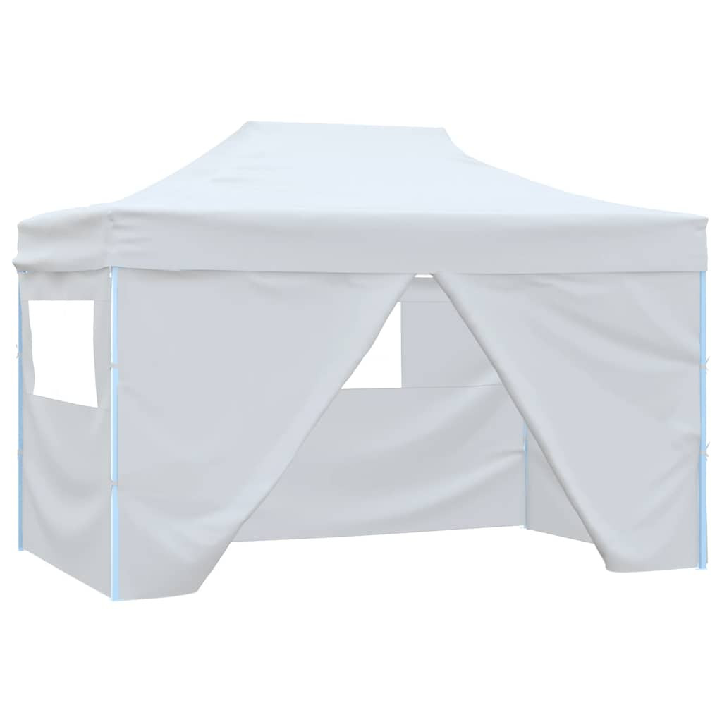 vidaXL Profi-Partyzelt Faltbar mit 4 Seitenwänden 280x410x315 cm Stahl Weiß