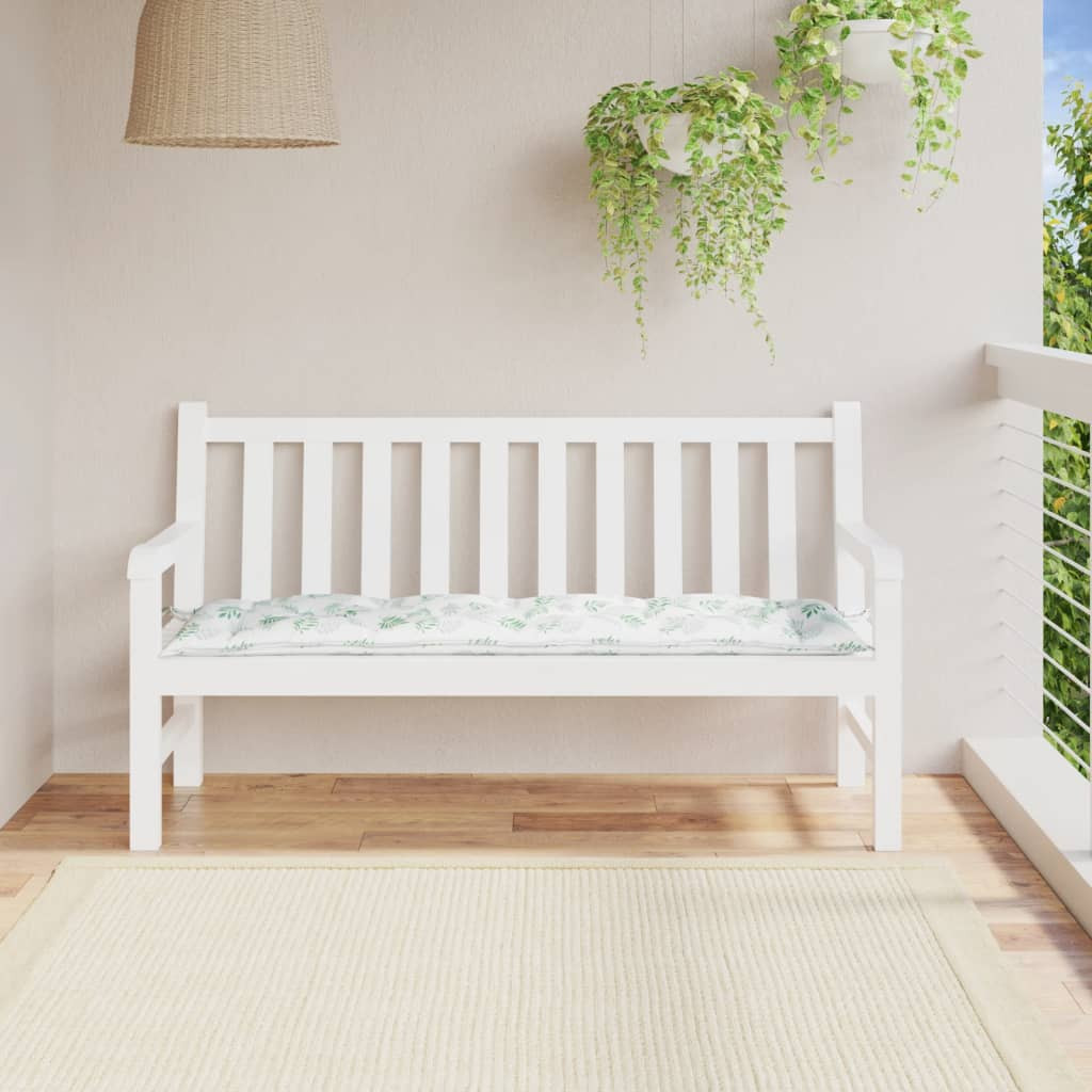 vidaXL Gartenbank-Auflage Blattmuster 150x50x7 cm Oxford-Gewebe