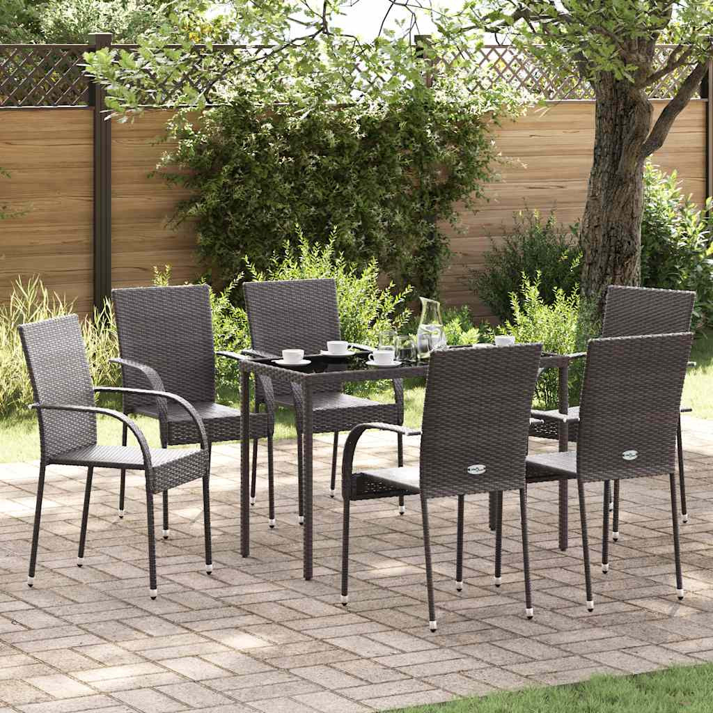 vidaXL Stapelbare Gartenstühle 6 Stk. Poly Rattan Braun