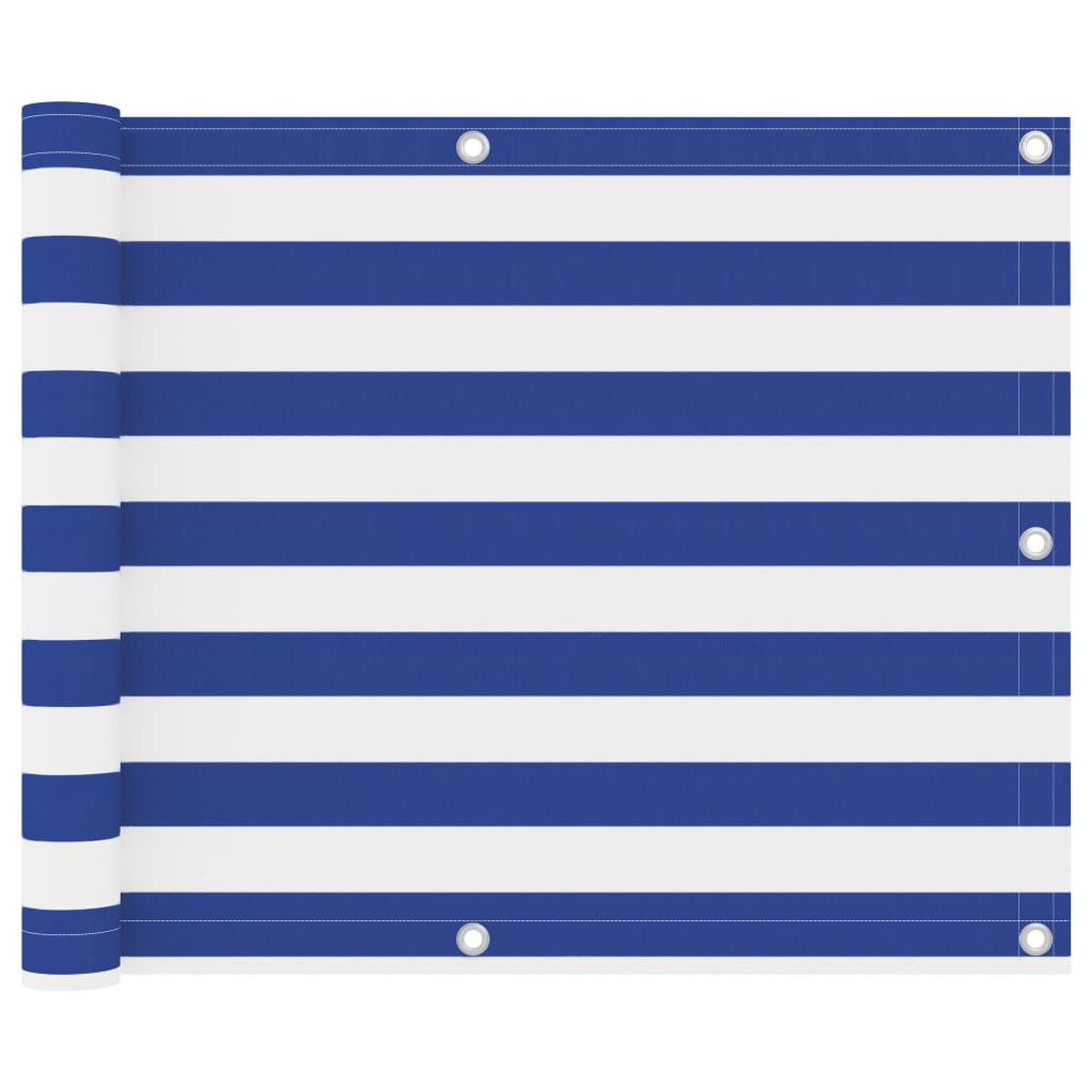 vidaXL Balkon-Sichtschutz Weiß und Blau 75x600 cm Oxford-Gewebe