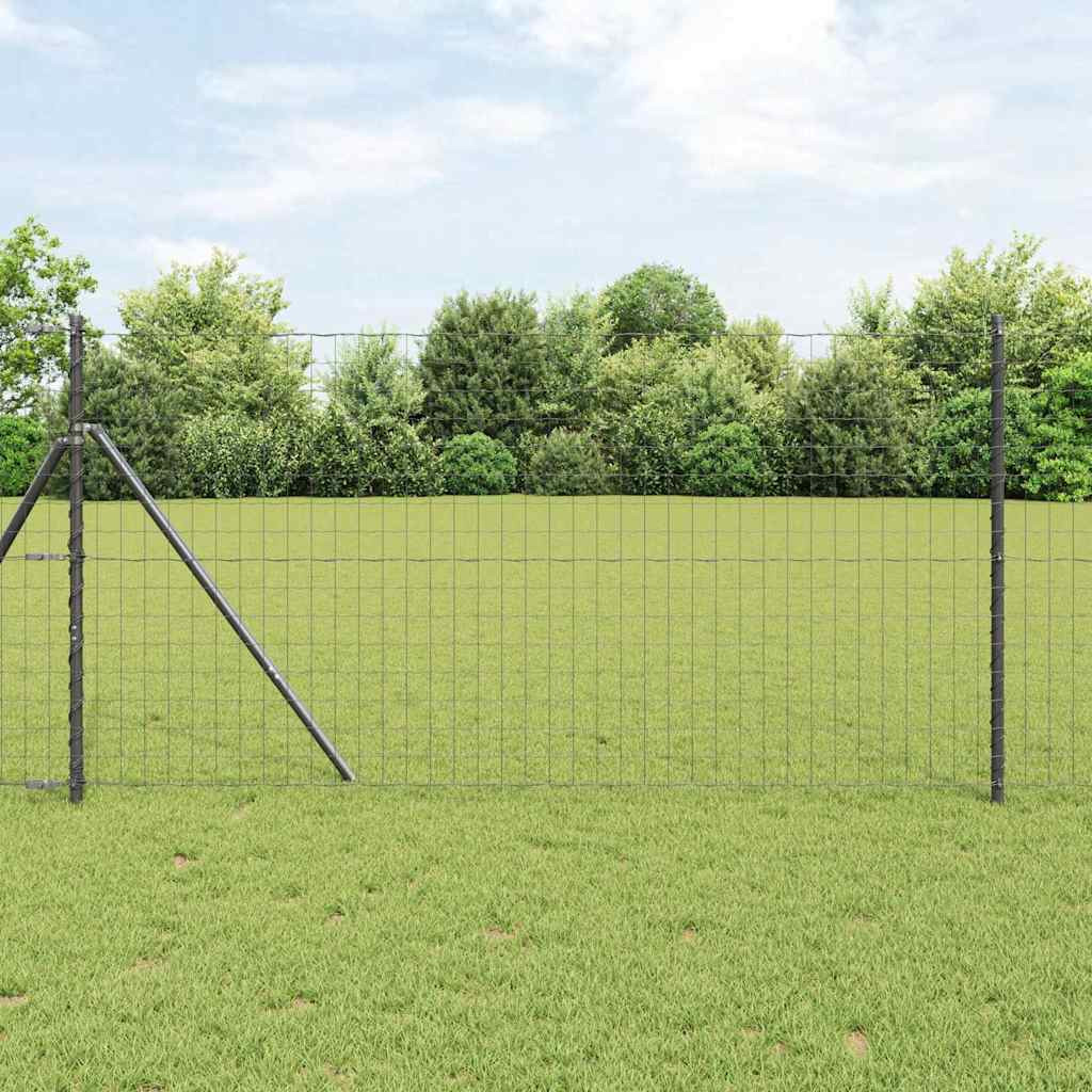 vidaXL Bodenmontierter Euro-Zaun 10 x 1 m PVC-beschichteter Stahl Grau