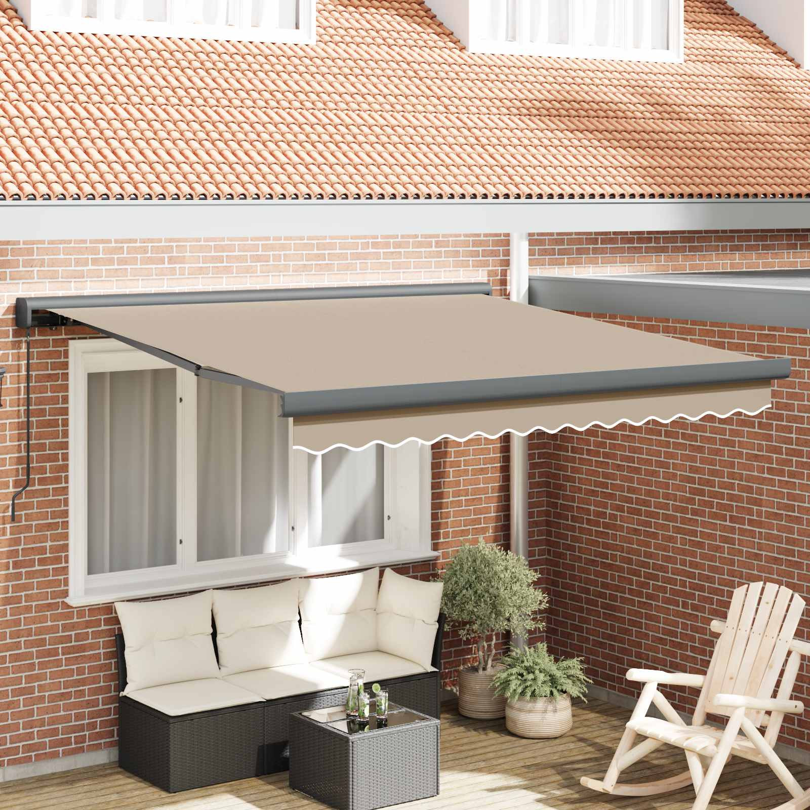 vidaXL Ausziehbare Markise Beige 300 x 250 cm Leinen und Aluminium