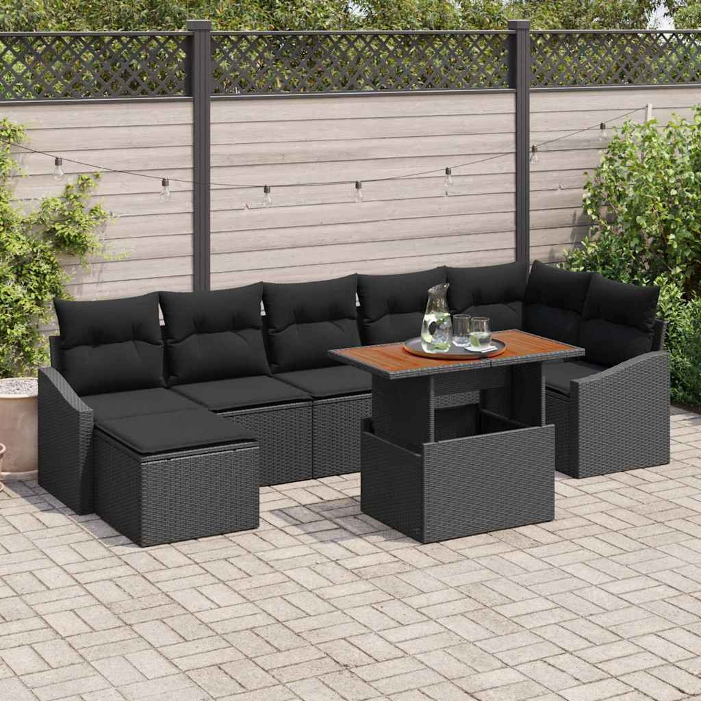 vidaXL Gartensofa-set 8 pcs Schwarz und Braun