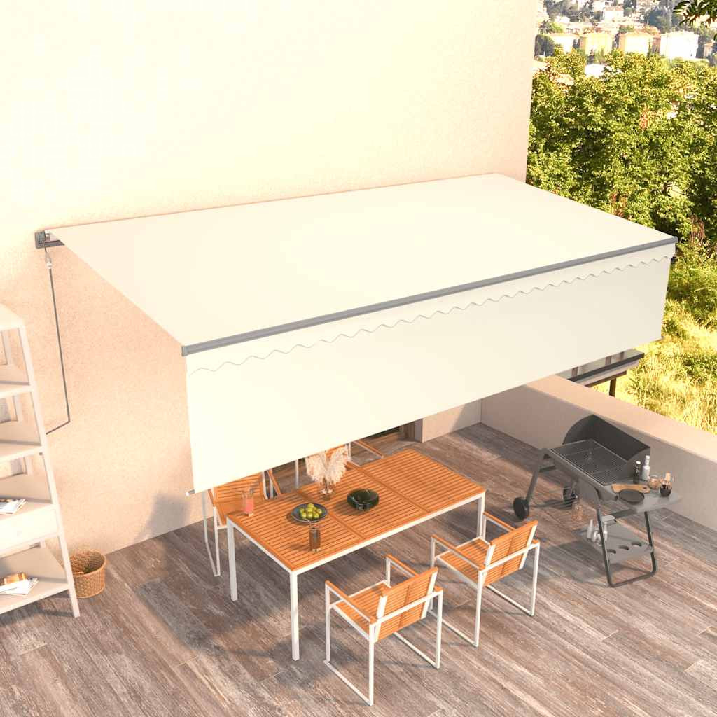 vidaXL Markise Automatisch Einziehbar mit Volant 6x3 m Creme