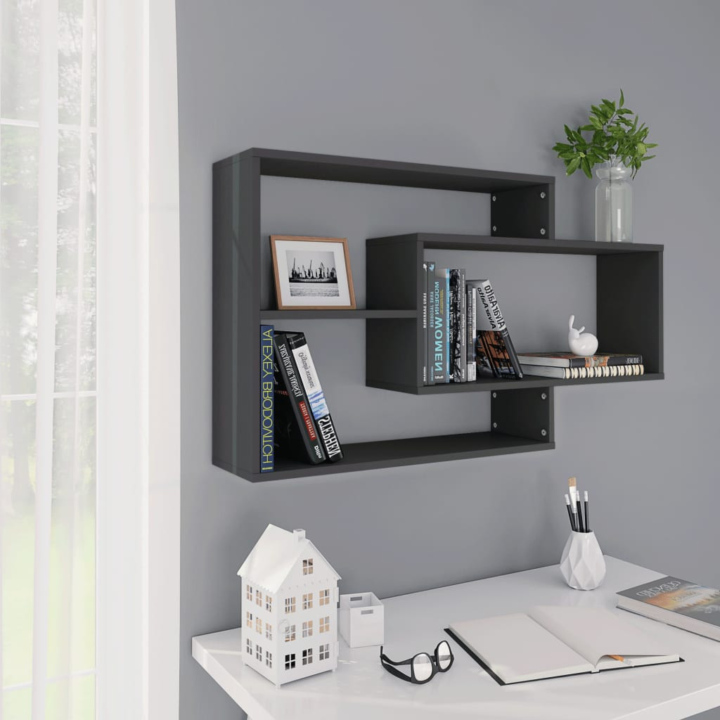 vidaXL Wandregale Grau 104x20x58,5 cm Holzwerkstoff