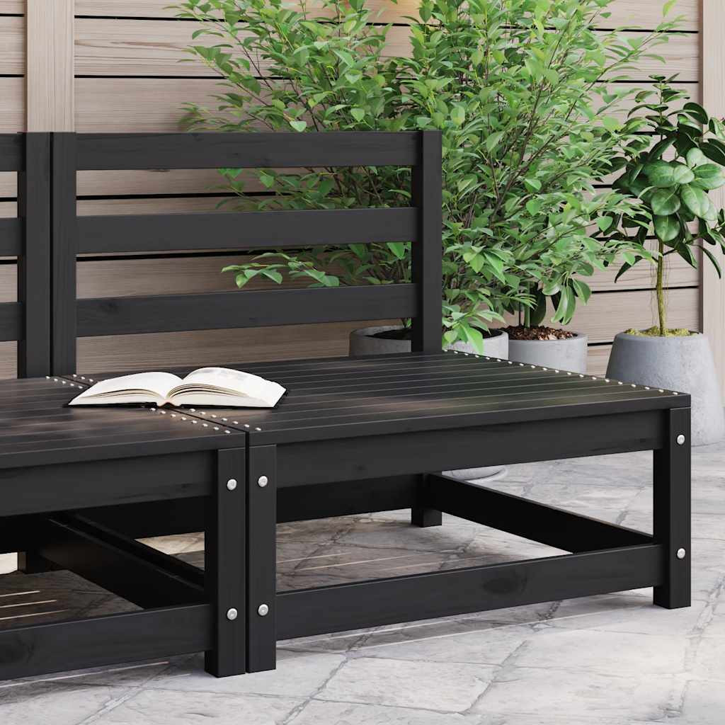 vidaXL Garten-Mittelsofa Schwarz Massivholz Kiefer