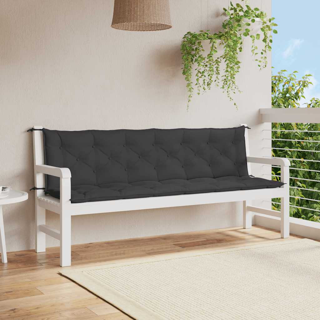 vidaXL Gartenbank-Auflage Schwarz 200x(50+50)x7 cm Oxford-Gewebe