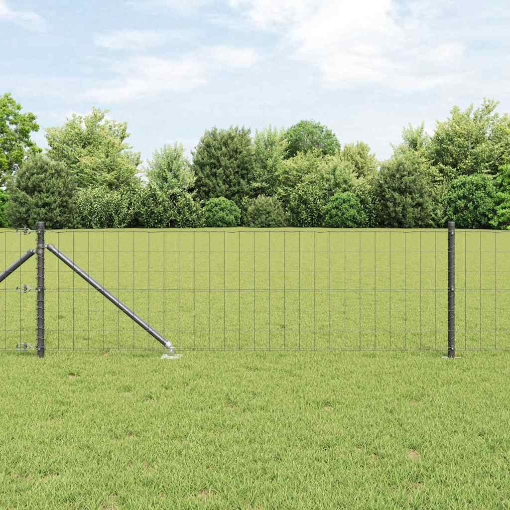 vidaXL Euro-Zaun mit Stacheln 50 x 0,6 m PVC-beschichteter Stahl Grau
