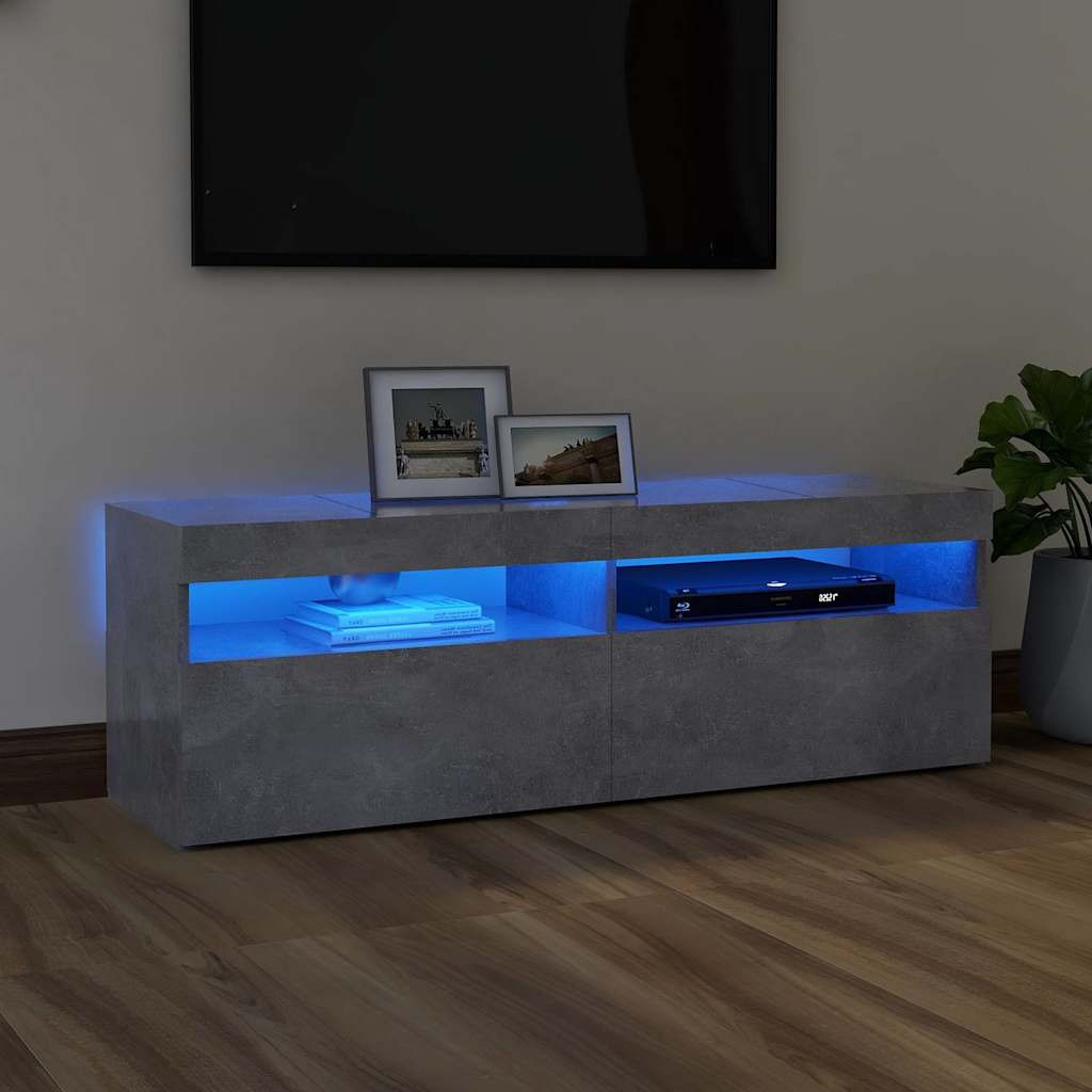 vidaXL TV-Schrank mit LED-Beleuchtung Betongrau 120x35x40 cm