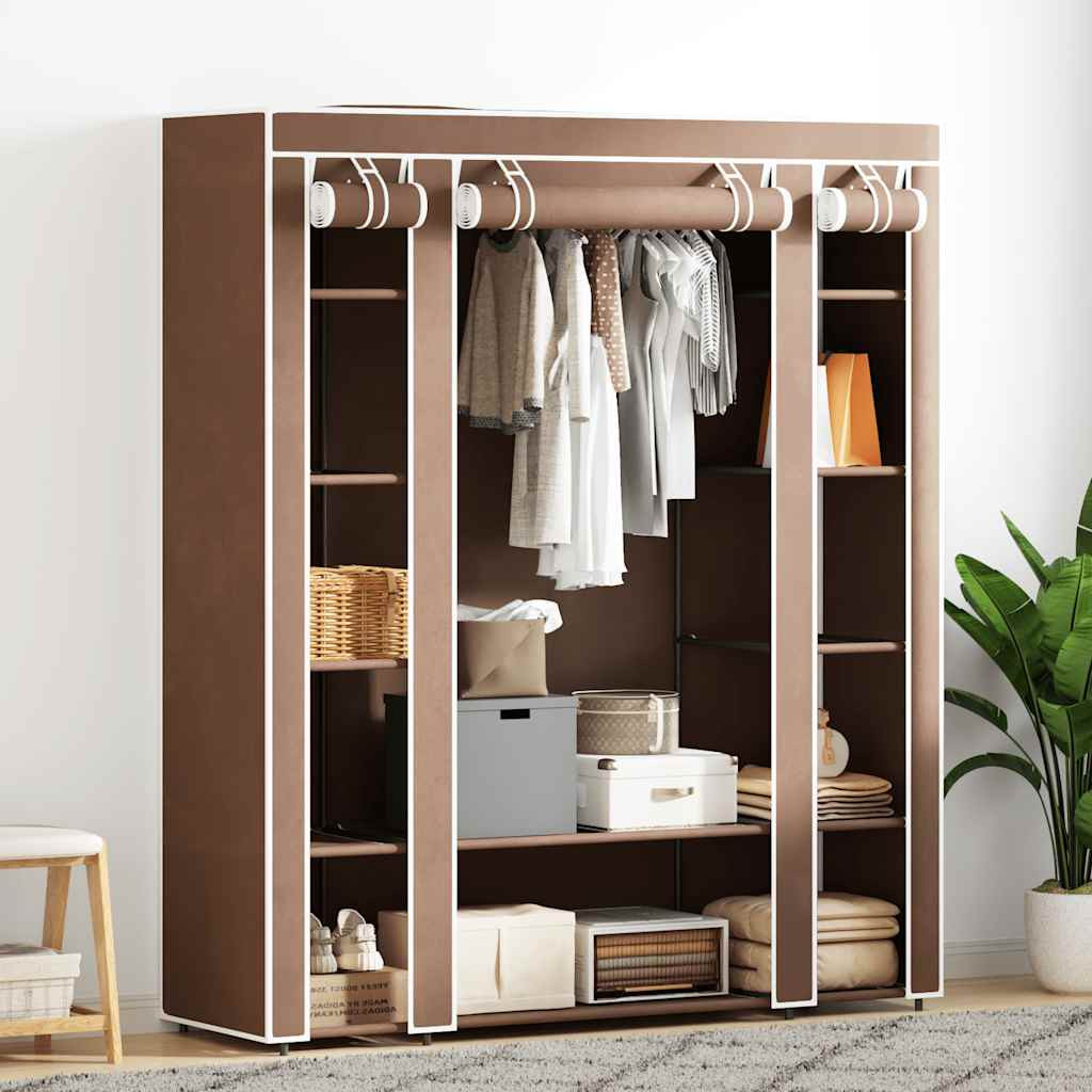 vidaXL Stoffschrank mit Fächern und Stangen 45×150×176 cm Braun