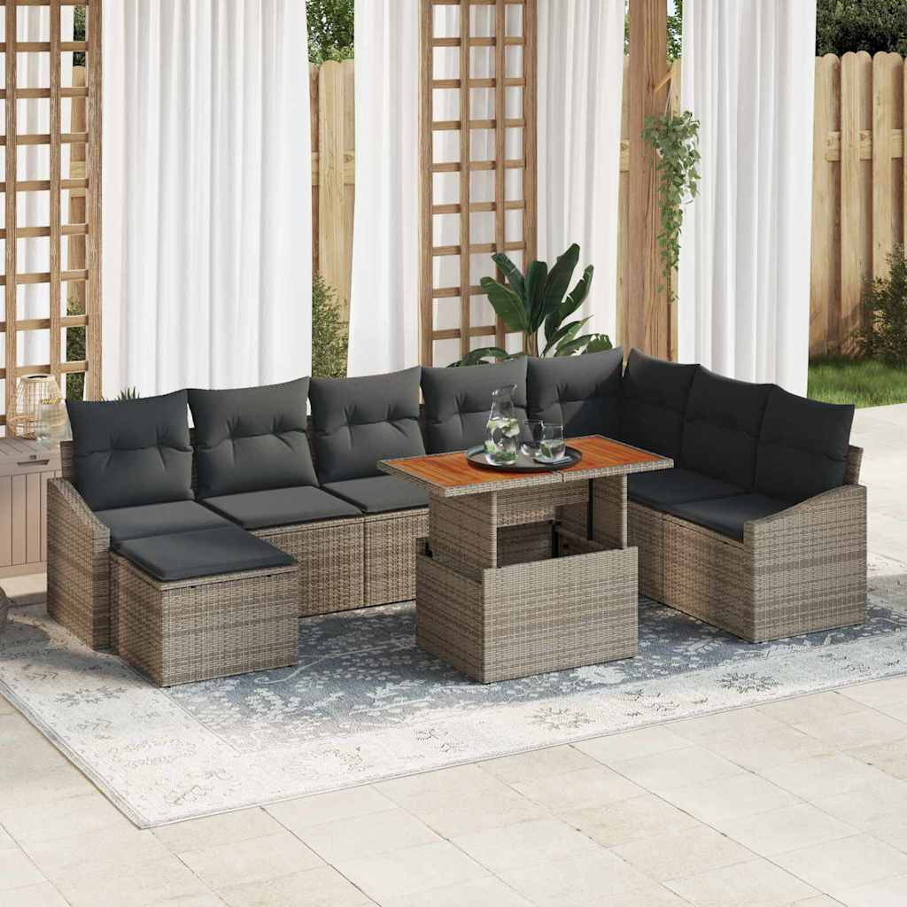 vidaXL Gartensofa-set 9 pcs Grau und Braun