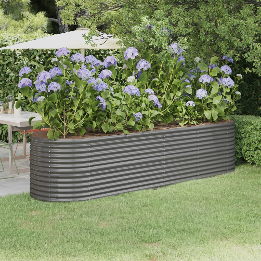 vidaXL Hochbeet Verzinkter Stahl 296x80x68 cm Grau