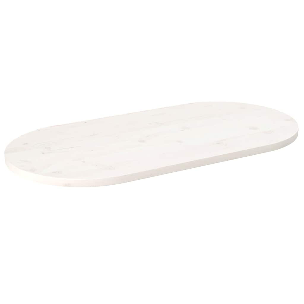 vidaXL Tischplatte Weiß 100x50x2,5 cm Massivholz Kiefer Oval