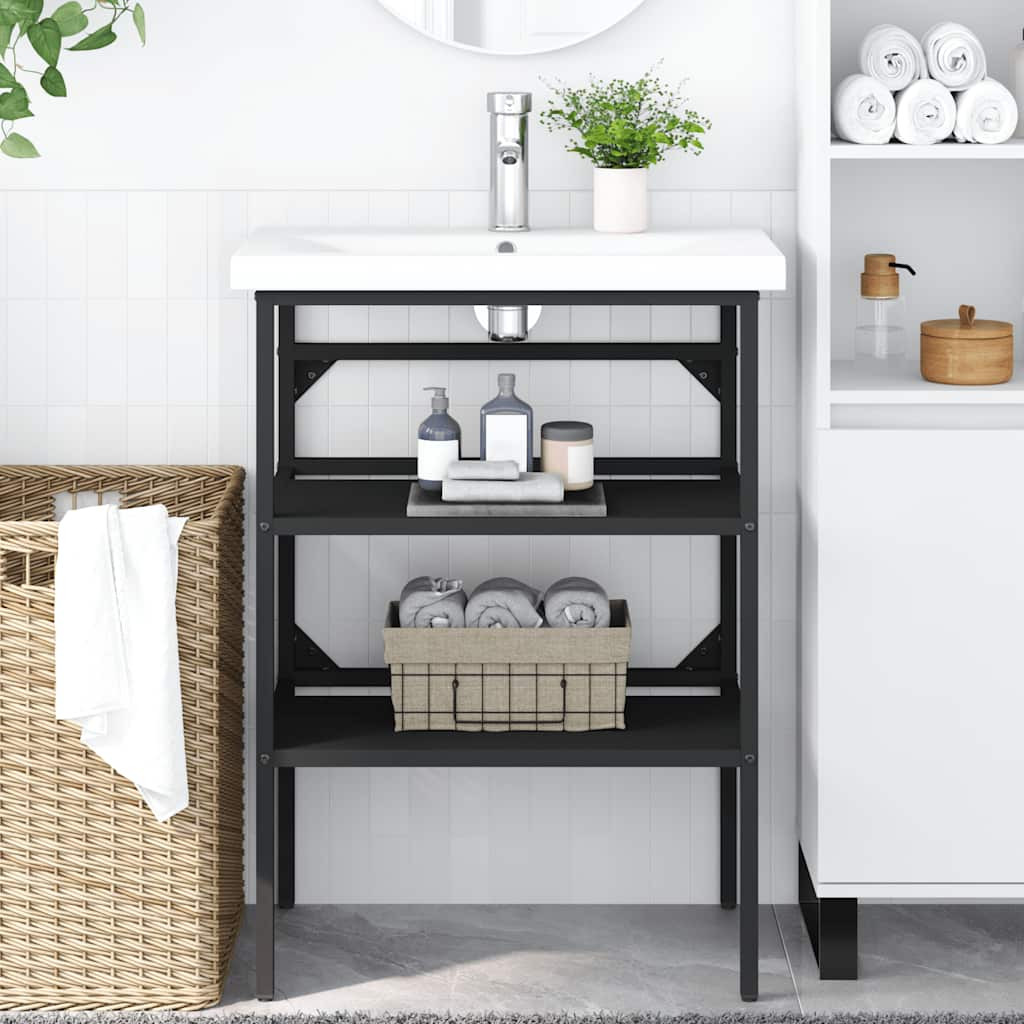 vidaXL Badezimmer Waschtischgestell Schwarz 59x38x83 cm Eisen