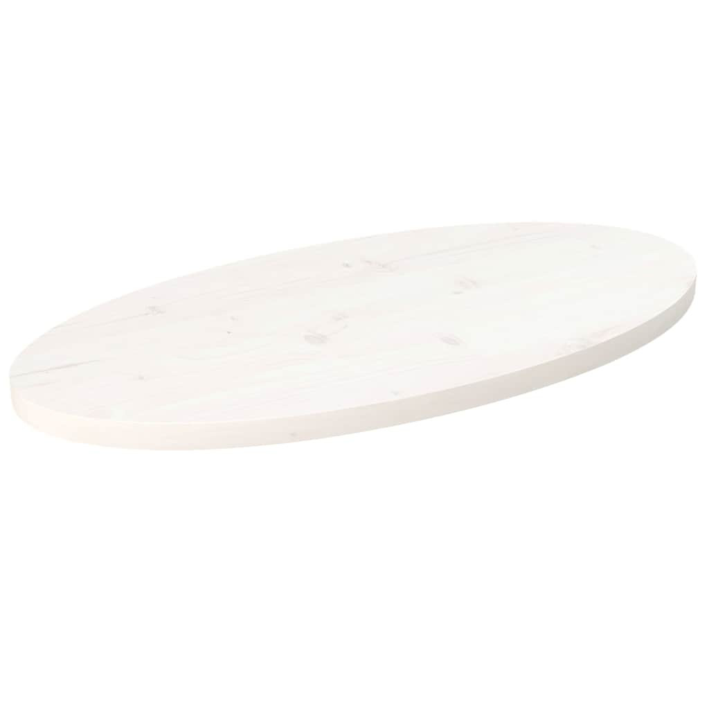 vidaXL Tischplatte Weiß 70x35x2,5 cm Massivholz Kiefer Oval