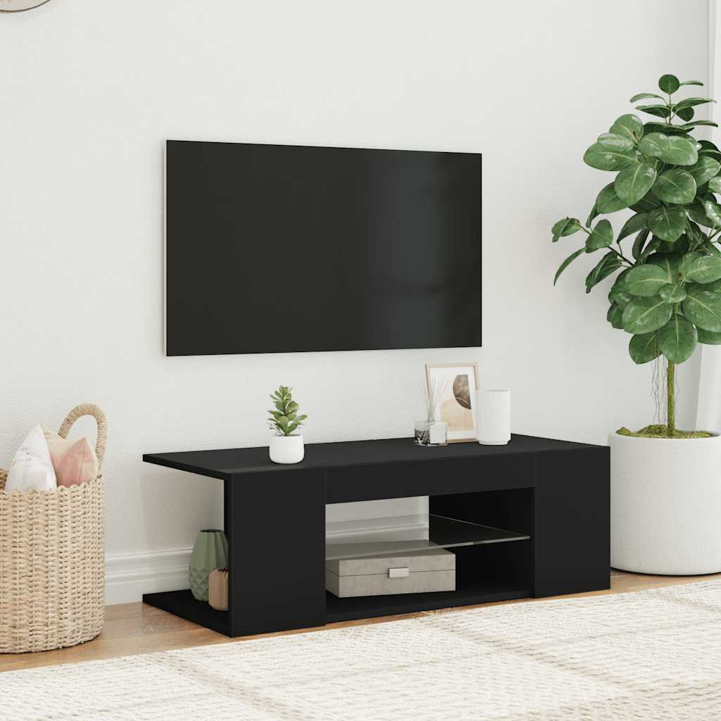 vidaXL TV-Schrank mit LED-Leuchten Schwarz 90x39x30cm