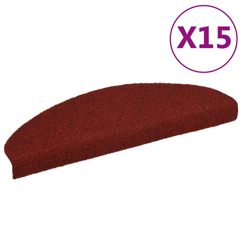 vidaXL 15-tlg Selbstklebende Treppenmatten Nadelvlies 65x21x4cm Rot