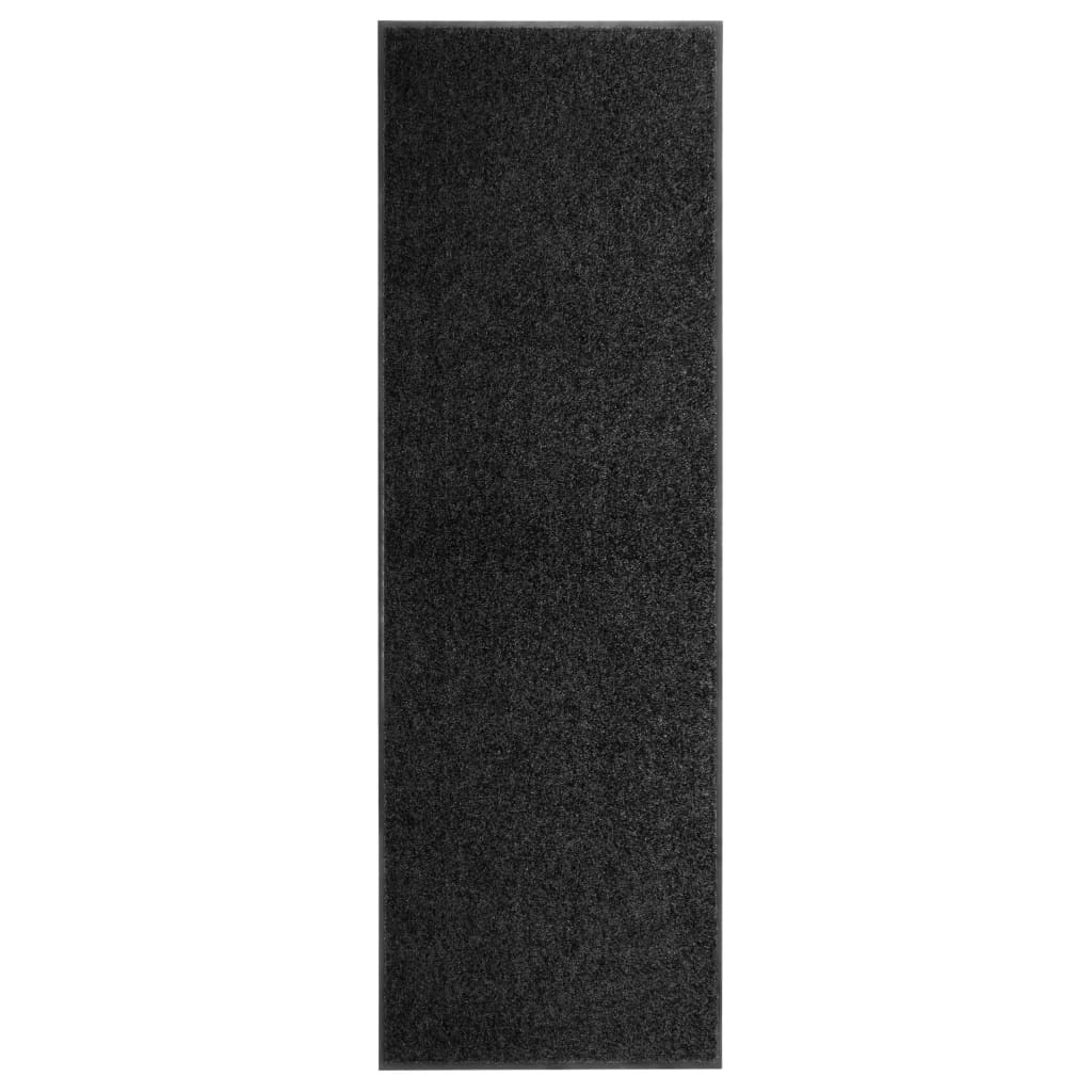 vidaXL Fußmatte Waschbar Schwarz 60x180 cm