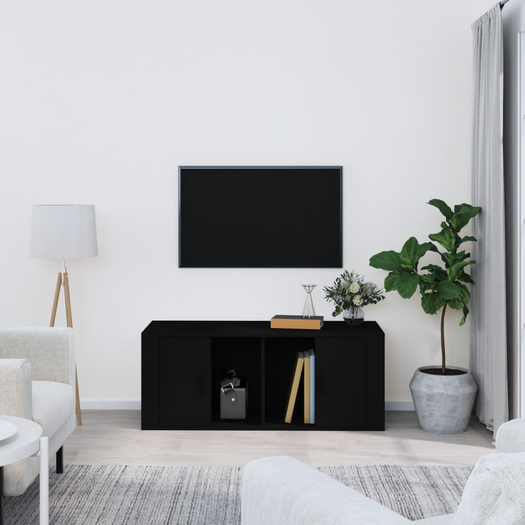 vidaXL TV-Schrank Schwarz 100x35x40 cm Holzwerkstoff