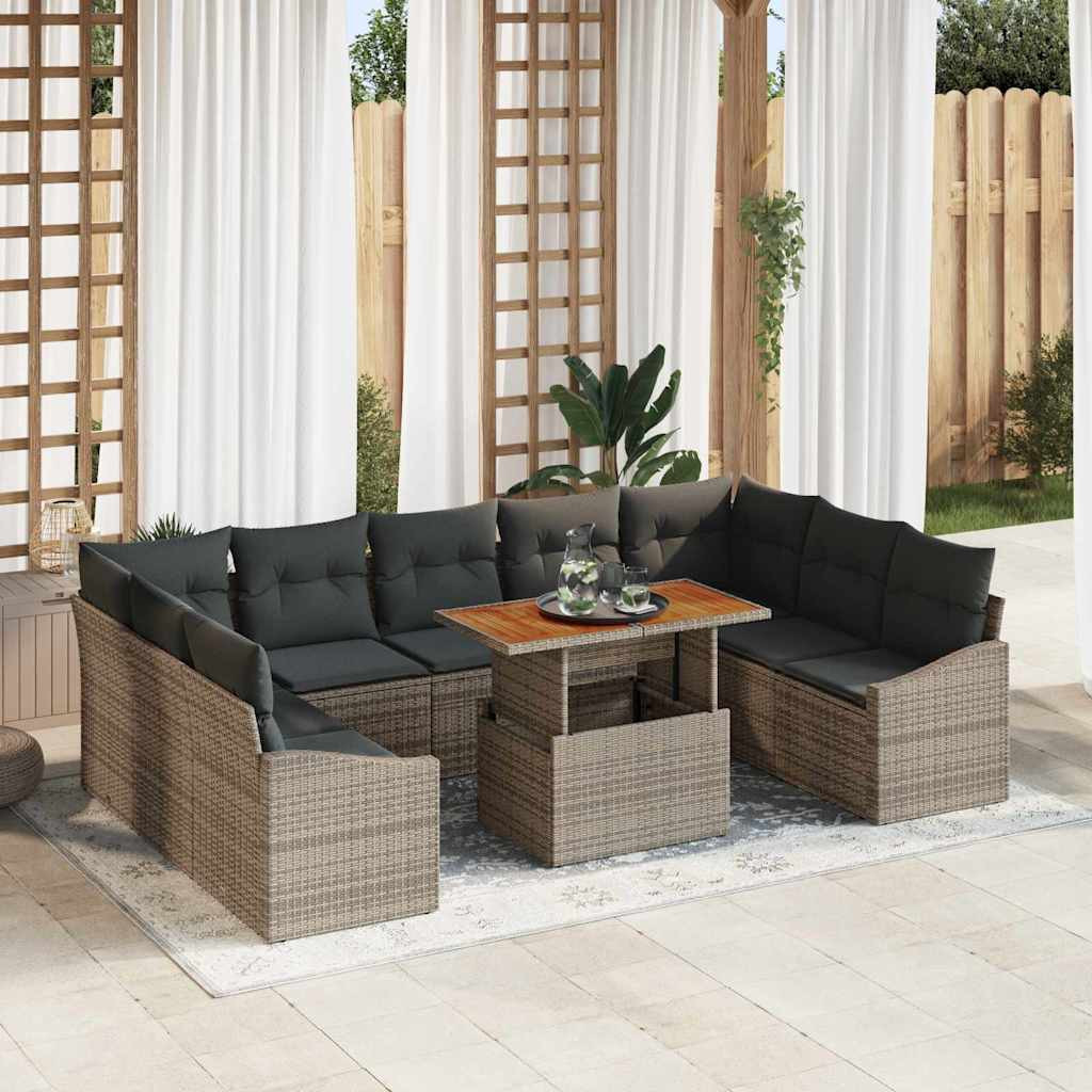 vidaXL Gartensofa-set 10 Stk. Grau und Braun