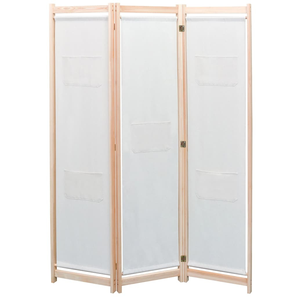 vidaXL 3-teiliger Raumteiler Creme 120 x 170 x 4 cm Stoff