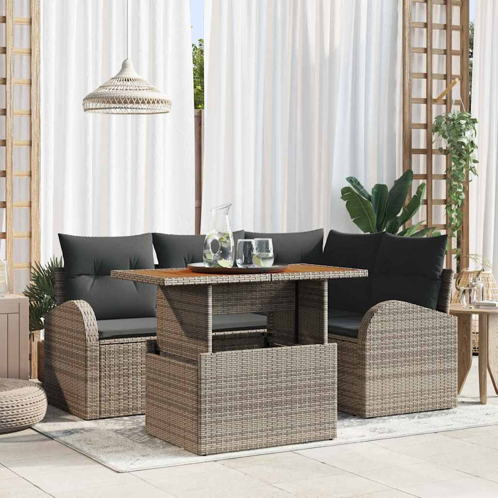 vidaXL Garten-Sofa-Set mit Kissen 5 pcs Grau
