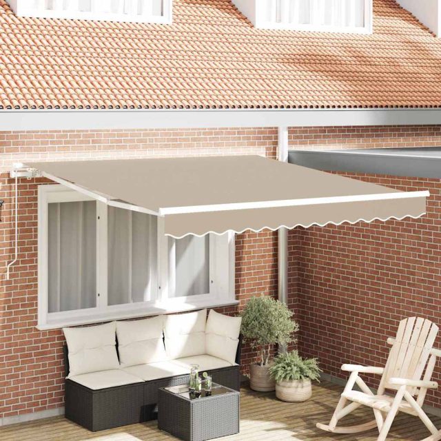 vidaXL Ausziehbare Markise Beige 350 x 250 cm Polyester und Aluminium