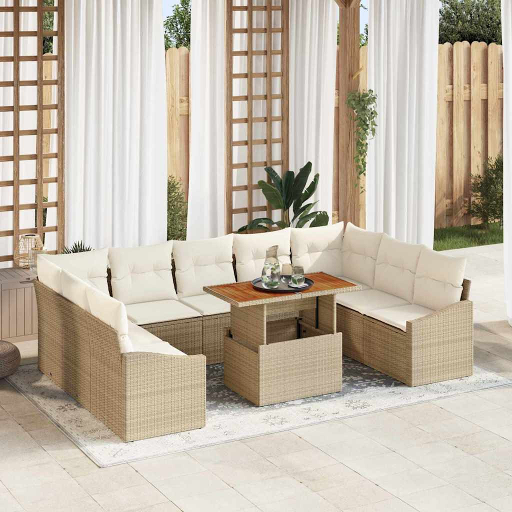 vidaXL Gartensofa-set 10 Stk. Beige und Creme