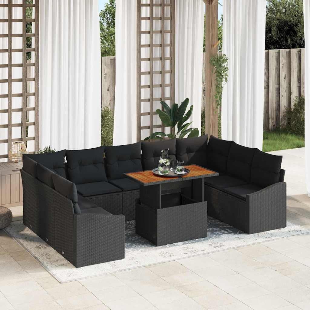 vidaXL Gartensofa-set 10 Stk. Schwarz und Braun