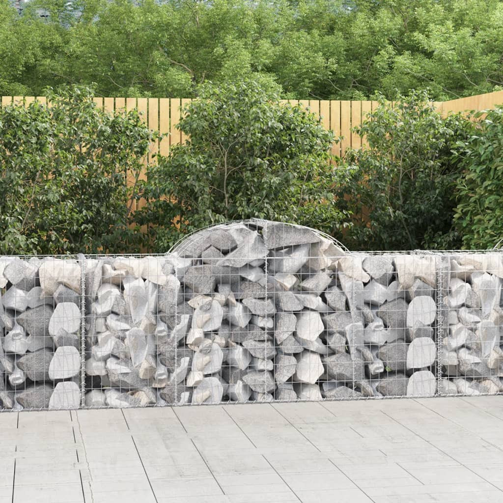 vidaXL Gabione mit Hochbogen 200x50x80/100 cm Verzinktes Eisen