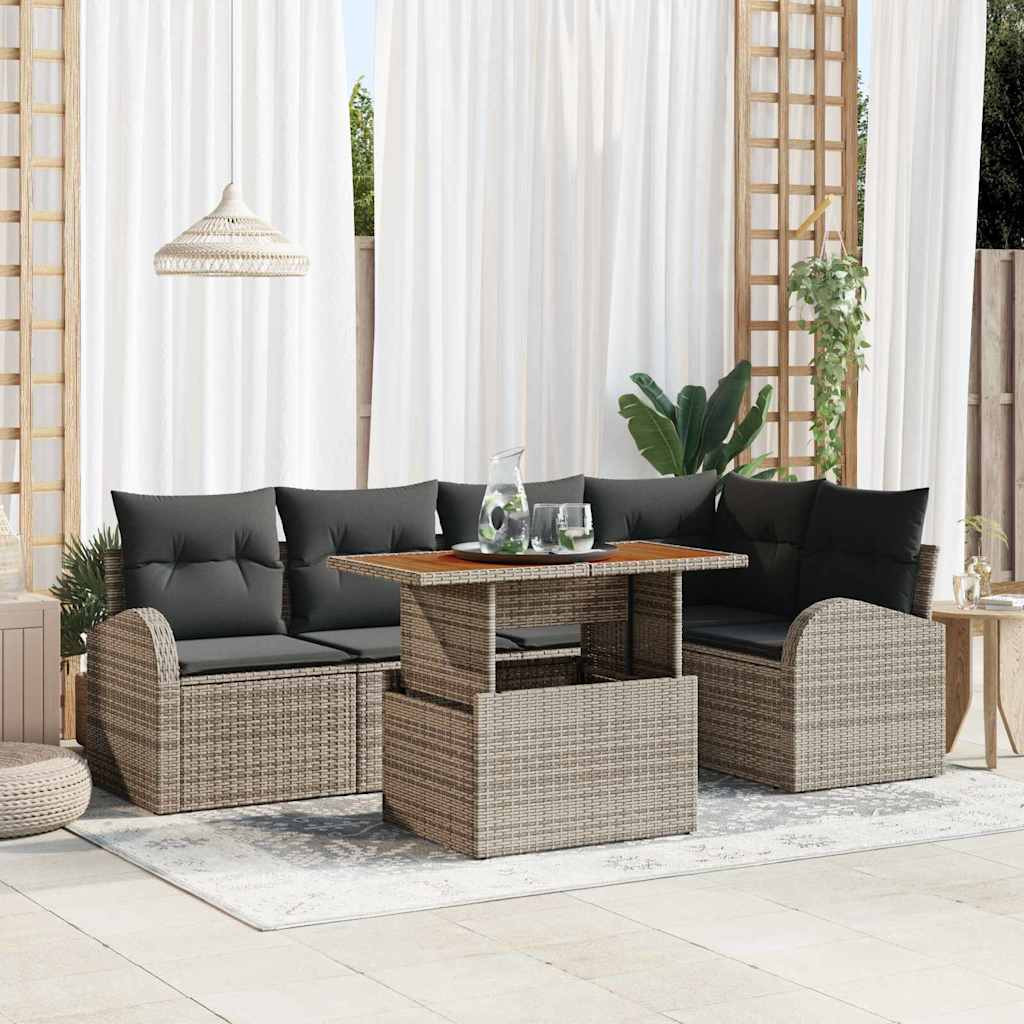 vidaXL Garten-Sofa-Set mit Kissen 6 pcs Grau