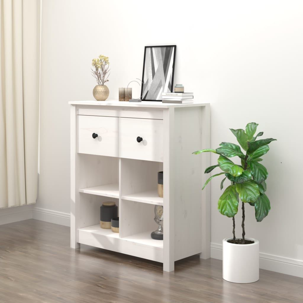 vidaXL Sideboard Weiß 70x35x80 cm Massivholz Kiefer