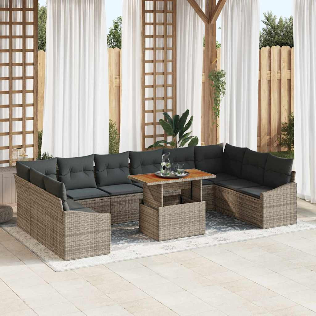 vidaXL Gartensofa-set 11 Stk. Grau und Braun